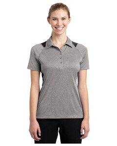 Sport-Tek LST665 Gray-Women's Heather Colorblock Contender Polo Shirt Gray