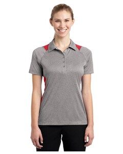 Sport-Tek LST665 Gray-Women's Heather Colorblock Contender Polo Shirt Gray