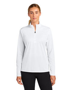 Sport-Tek LST672 White-Women's Micropique Sport-Wick 1/4-Zip White