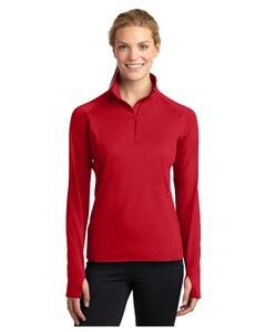 Women's Sport-Wick Stretch 1/2-Zip Pullover. Red Sport-Tek LST850 Red
