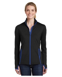 Sport-Tek LST853 Black-Women's Sport-Wick  Stretch Contrast Full-Zip Jacket Black
