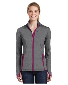Sport-Tek LST853 Gray-Women's Sport-Wick  Stretch Contrast Full-Zip Jacket Gray