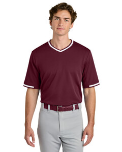 Sport-Tek ST221 Maroon-Tough Mesh V-Neck Baseball Jersey Maroon