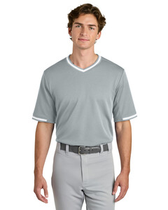 Sport-Tek ST221 Gray-Tough Mesh V-Neck Baseball Jersey Gray