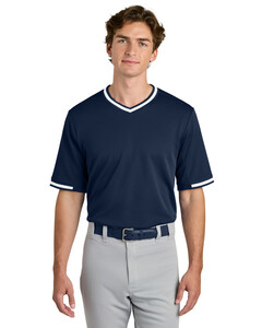 Sport-Tek ST221 Navy-Tough Mesh V-Neck Baseball Jersey Navy