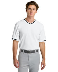 Sport-Tek ST221 White-Tough Mesh V-Neck Baseball Jersey White
