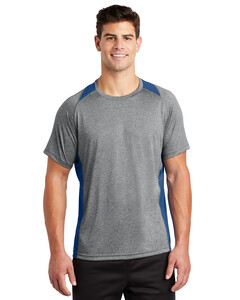 Sport-Tek ST361 Gray-Heather Colorblock Contender T-Shirt Gray