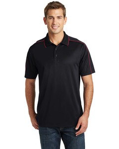 Sport-Tek ST653 Black-Micropique Sport-Wick  Piped Polo Shirt Black