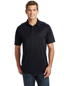 Sport-Tek ST653 Black-Micropique Sport-Wick  Piped Polo Shirt Black