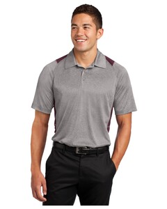 Sport-Tek ST665 Gray-Heather Colorblock Contender Polo Shirt Gray