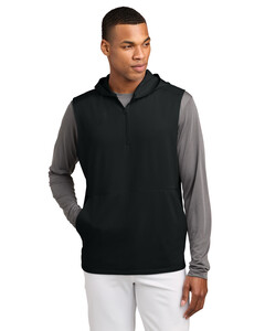 Sport-Tek ST858 Black-Sport-Wick Stretch Sleeveless Hooded 1/4-Zip Black