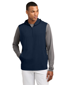 Sport-Tek ST858 Navy-Sport-Wick Stretch Sleeveless Hooded 1/4-Zip Navy