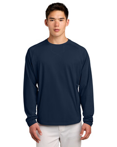 Sport-Tek ST859 Navy-Sport-Wick Stretch Pocketed Crewneck Navy