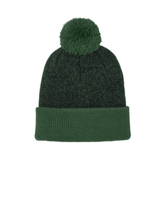 Sport-Tek STC68 Green-Halftime Heather Pom Beanie Green