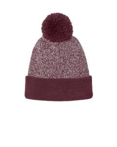 Sport-Tek STC68 Maroon-Halftime Heather Pom Beanie Maroon