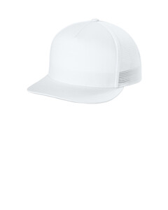 Sport-Tek STC75 White-Stretch-Tek 5-Panel Trucker Cap White