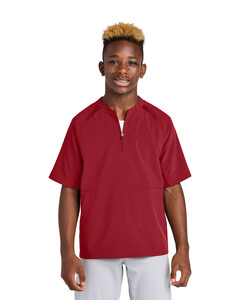 Sport-Tek YJST489 Red-Youth Repeat 1/2-Zip Short Sleeve Jacket Red