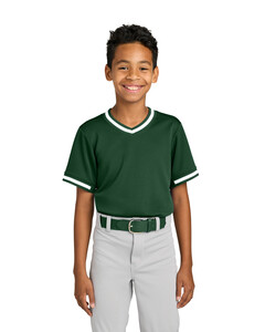 Sport-Tek YST221 Green-Youth Tough Mesh V-Neck Baseball Jersey Green