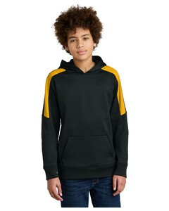 Sport-Tek YST255 Black-Youth Sport-Wick Fleece United Pullover Hoodie Black