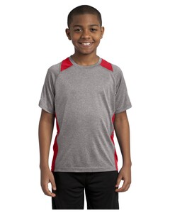 Sport-Tek YST361 Gray-Youth Heather Colorblock Contender T-Shirt Gray