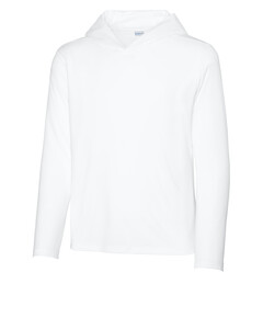 Sport-Tek YST420LSH White-Youth Posi-UV Pro Long Sleeve Hoodie White