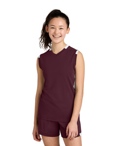 Youth Club Sleeveless V-Neck Maroon Sport-Tek YST441 Maroon