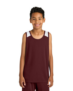 Sport-Tek YST446 Maroon-Youth Club Track Tank Maroon