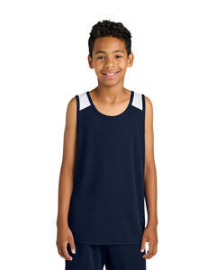 Sport-Tek YST446 Navy-Youth Club Track Tank Navy