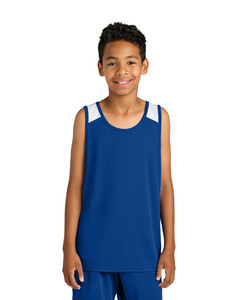 Sport-Tek YST446 Blue-Youth Club Track Tank Blue