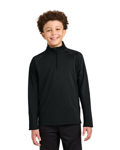 Sport-Tek YST850 Black-Youth Sport-Wick Stretch 1/4-Zip Pullover Black