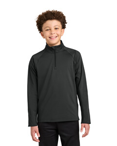 Sport-Tek YST850 Gray-Youth Sport-Wick Stretch 1/4-Zip Pullover Gray