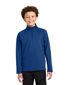 Sport-Tek YST850 Blue-Youth Sport-Wick Stretch 1/4-Zip Pullover Blue