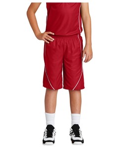 Youth PosiCharge Mesh; Reversible Spliced Short. Red Sport-Tek YT565 Red
