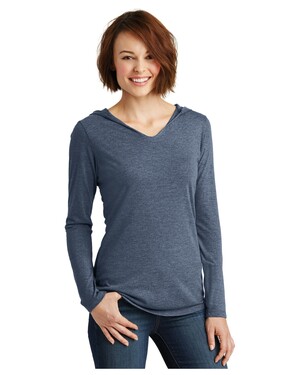 District Made DM136L Women Perfect Tri 3/4-Sleeve Raglan Navy Frost/ Grey Frost XS