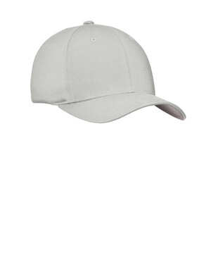Port Authority Flexfit Cotton Twill Cap - Mid Profile Stretch Fit Hat, Silver Underbill (Style C813)
