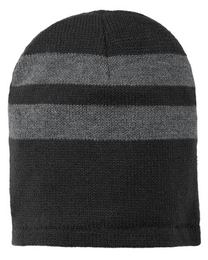 Fleece-Lined Striped Beanie Cap
