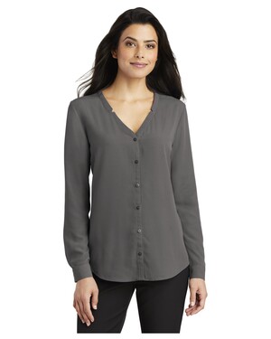 Women's Long Sleeve Button-Front Blouse