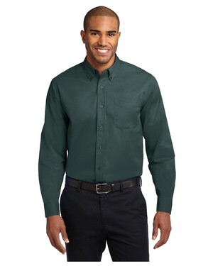 port authority mens dress shirts Port Authority S608 Long Sleeve Easy Care Shirt Black/Light Stone XL