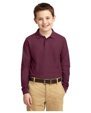Youth Long Sleeve Silk Touch Polo Shirt