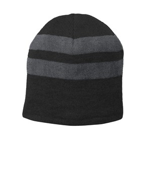 Fleece-Lined Striped Beanie Cap