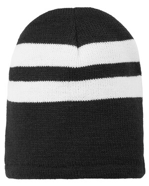 Fleece-Lined Striped Beanie Cap