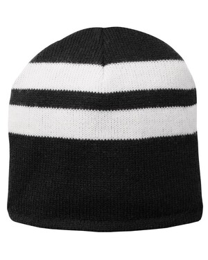 Fleece-Lined Striped Beanie Cap