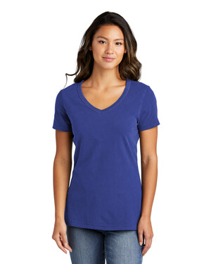Ladies Beach Wash Garment-Dyed V-Neck T-Shirt