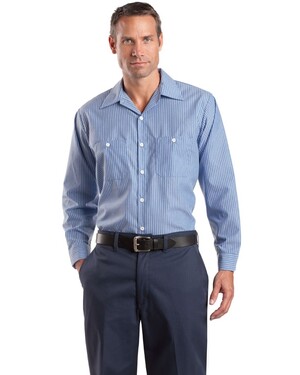 Long Sleeve Striped Industrial Work Shirt