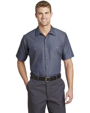 Short Sleeve Striped Industrial Work Shirt.