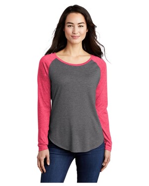 Ladies PosiCharge Long Sleeve Tri-Blend Wicking Scoop Neck Raglan Tee