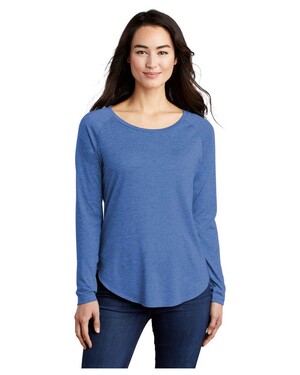 Ladies PosiCharge Long Sleeve Tri-Blend Wicking Scoop Neck Raglan Tee