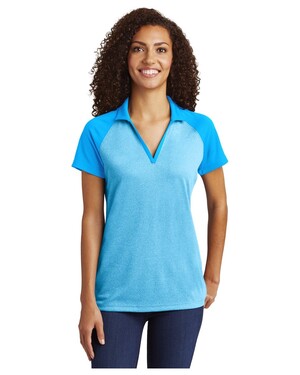 Women's PosiCharge  RacerMesh  Raglan Heather Block Polo