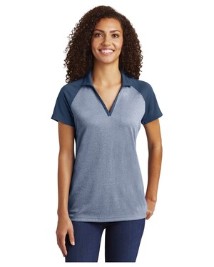 Women's PosiCharge  RacerMesh  Raglan Heather Block Polo