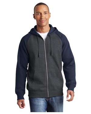 Raglan Colorblock Full-Zip Hooded Fleece Jacket
